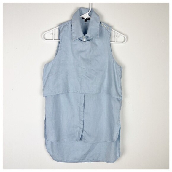 Intermix Tops - Intermix Blue Sleeveless Button Down Shirt Tencel cotton‎ blend small​​​​
